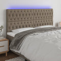 vidaXL Zagłówek do łóżka z LED, taupe, 180x7x118/128 cm, tkanina