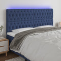vidaXL Zagłówek do łóżka z LED, niebieski, 180x7x118/128 cm, tkanina