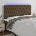 vidaXL Zagłówek do łóżka z LED ciemnobrązowy 200x7x118/128 cm tkanina