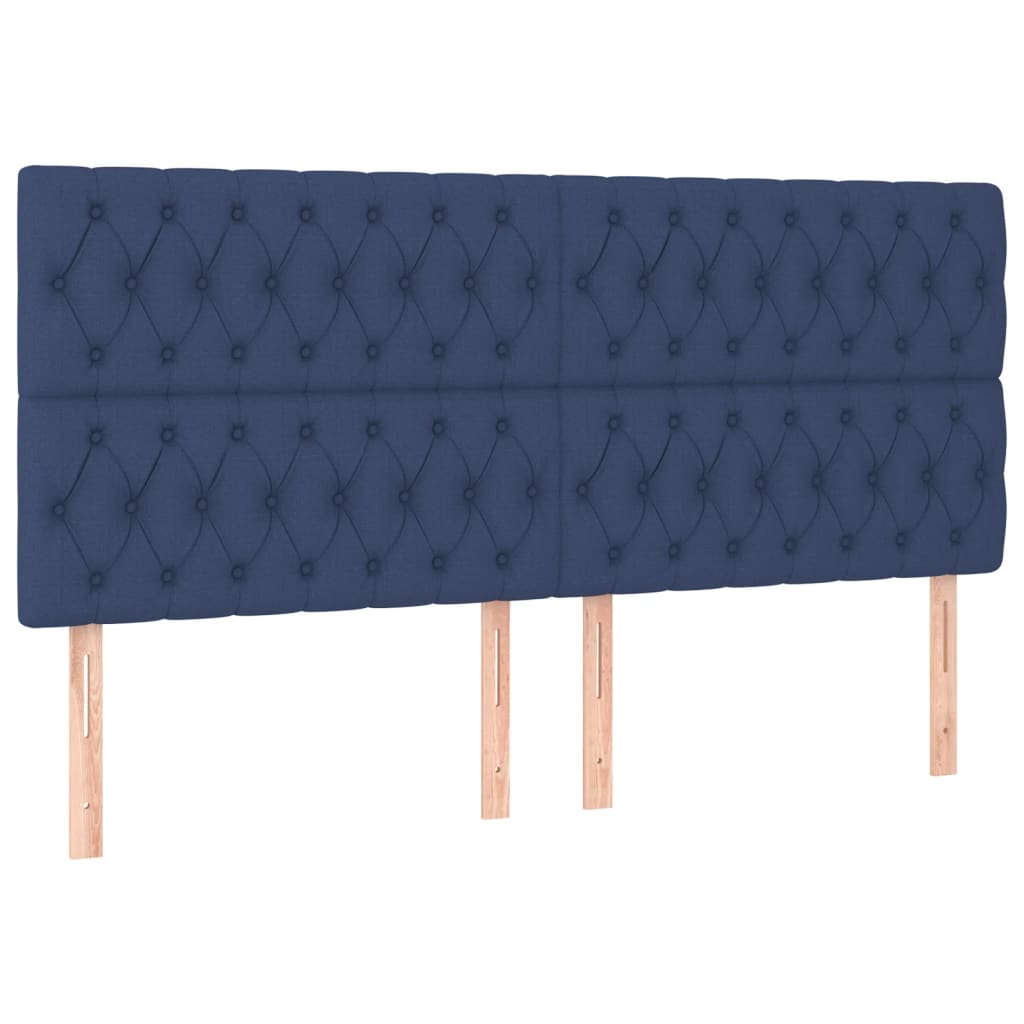 vidaXL Zagłówek do łóżka z LED, niebieski, 200x7x118/128 cm, tkanina