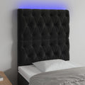 vidaXL Zagłówek do łóżka z LED, czarny, 80x7x118/128 cm, aksamit