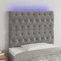 vidaXL Zagłówek do łóżka z LED, jasnoszary, 90x7x118/128 cm, aksamit
