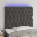 vidaXL Zagłówek do łóżka z LED, ciemnoszary, 100x7x118/128 cm, aksamit