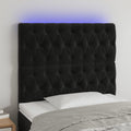 vidaXL Zagłówek do łóżka z LED, czarny, 100x7x118/128 cm, aksamit