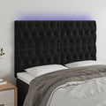 vidaXL Zagłówek do łóżka z LED, czarny, 160x7x118/128 cm, aksamit