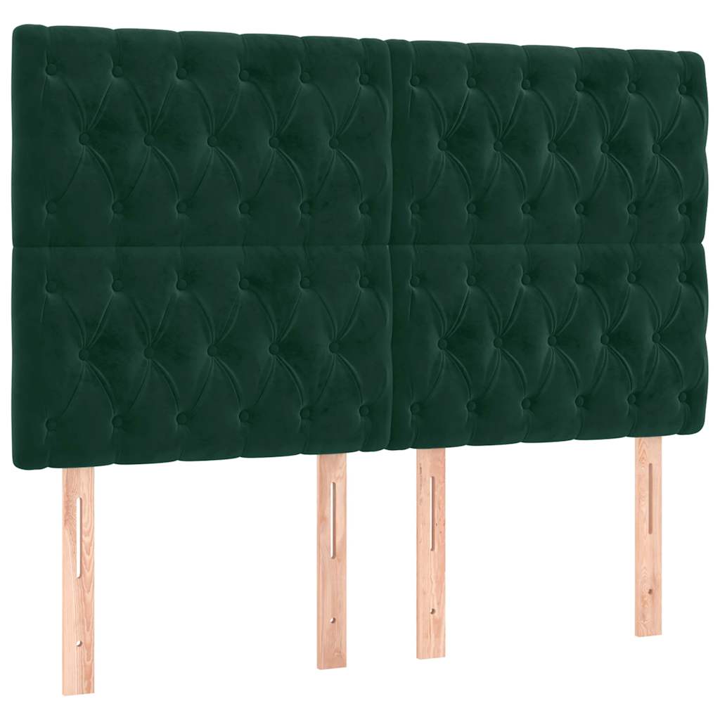 vidaXL Zagłówek do łóżka z LED, ciemnozielony, 160x7x118/128 cm