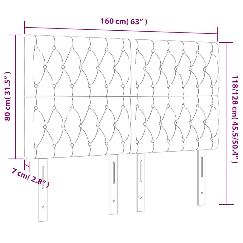 vidaXL Zagłówek do łóżka z LED, ciemnozielony, 160x7x118/128 cm