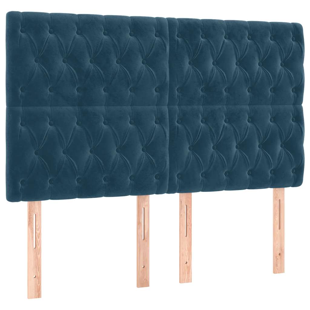 vidaXL Zagłówek do łóżka z LED, ciemnoniebieski, 160x7x118/128 cm