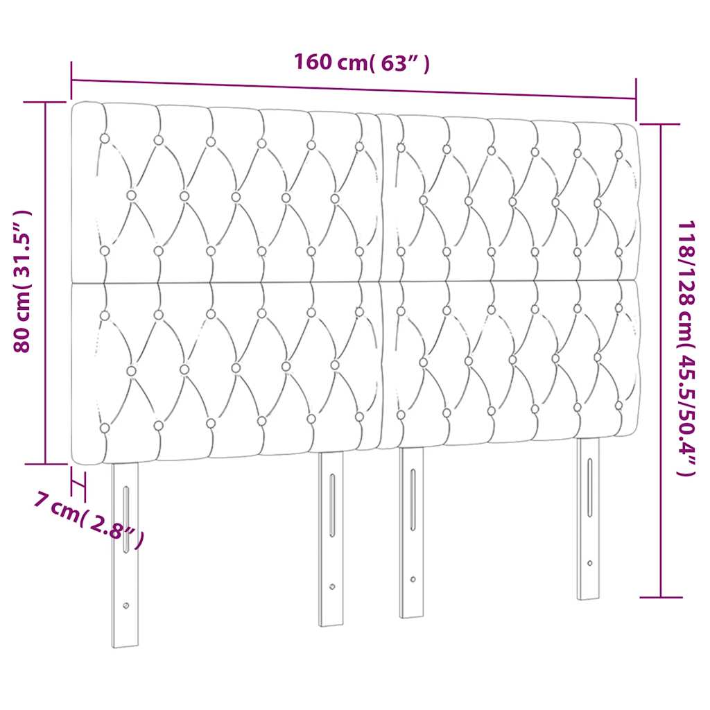 vidaXL Zagłówek do łóżka z LED, ciemnoniebieski, 160x7x118/128 cm