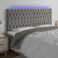 vidaXL Zagłówek do łóżka z LED, jasnoszary, 180x7x118/128 cm, aksamit