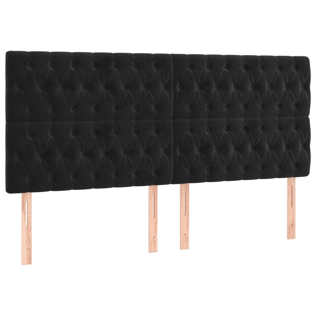 vidaXL Zagłówek do łóżka z LED, czarny, 180x7x118/128 cm, aksamit