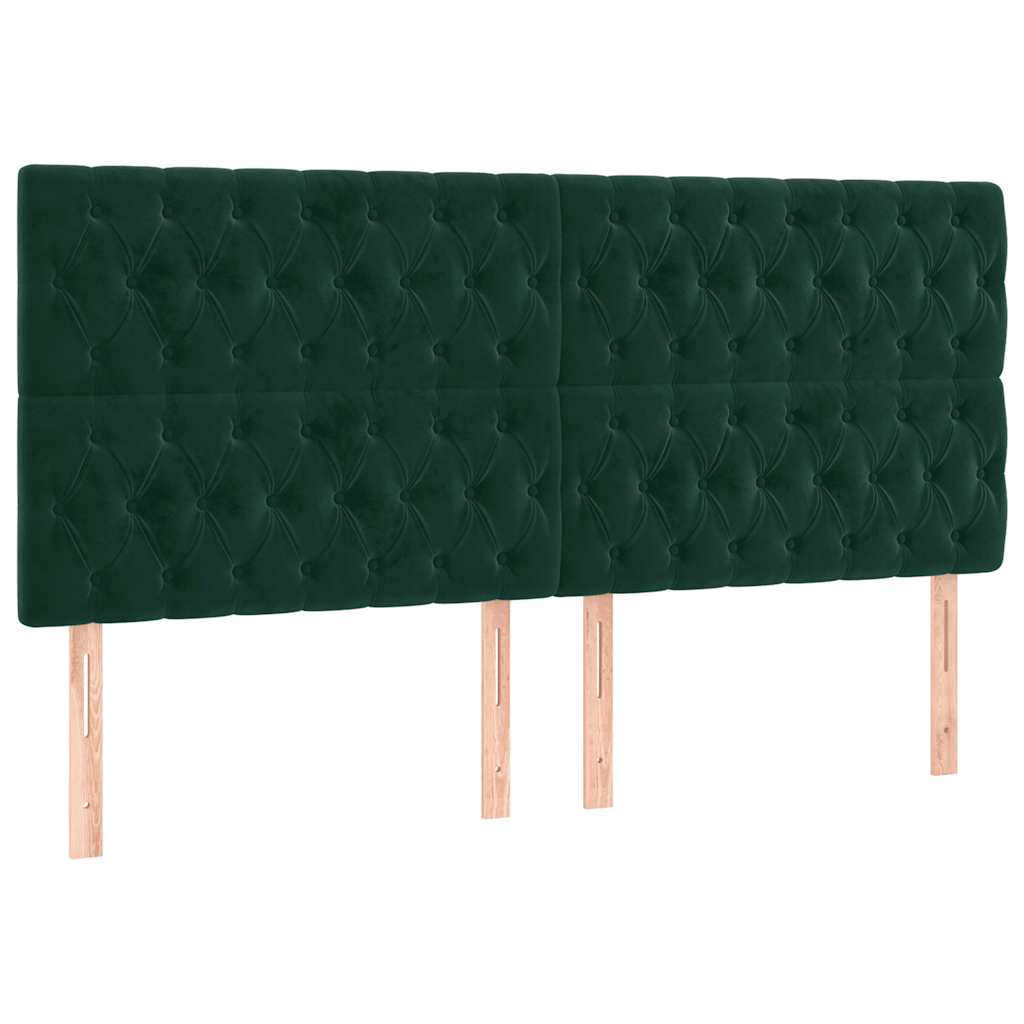 vidaXL Zagłówek do łóżka z LED, ciemnozielony, 180x7x118/128 cm