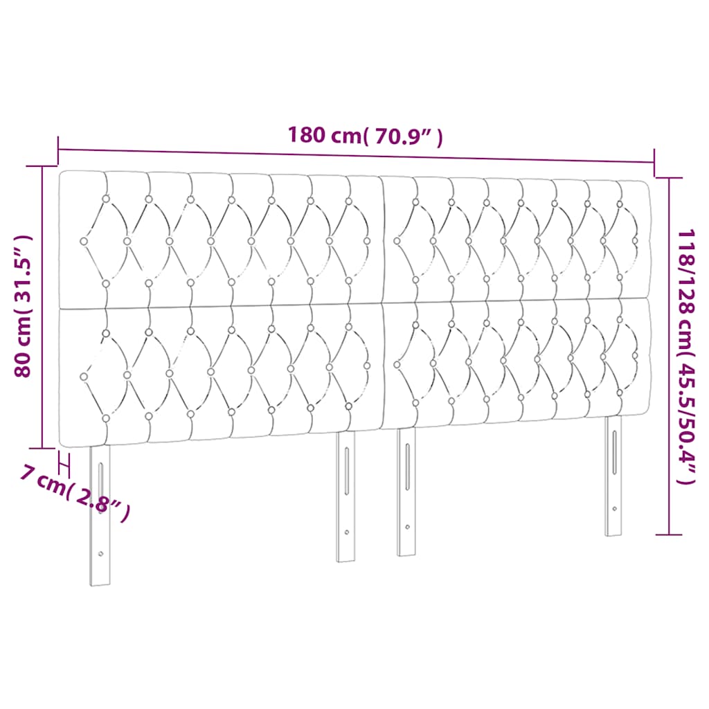 vidaXL Zagłówek do łóżka z LED, ciemnozielony, 180x7x118/128 cm