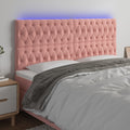 vidaXL Zagłówek do łóżka z LED, różowy, 180x7x118/128 cm, aksamit