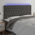 vidaXL Zagłówek do łóżka z LED, ciemnoszary, 200x7x118/128 cm, aksamit