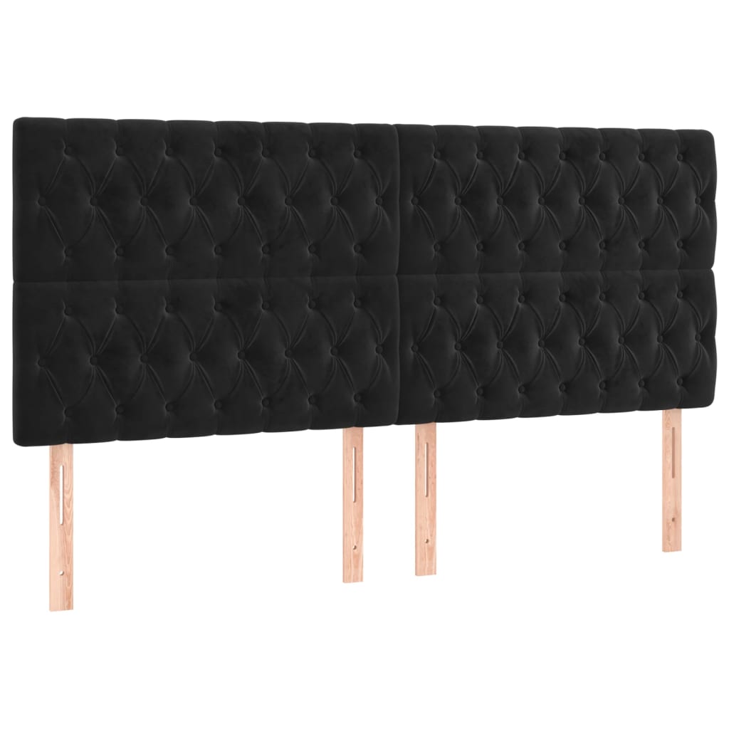 vidaXL Zagłówek do łóżka z LED, czarny, 200x7x118/128 cm, aksamit