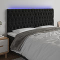 vidaXL Zagłówek do łóżka z LED, czarny, 200x7x118/128 cm, aksamit