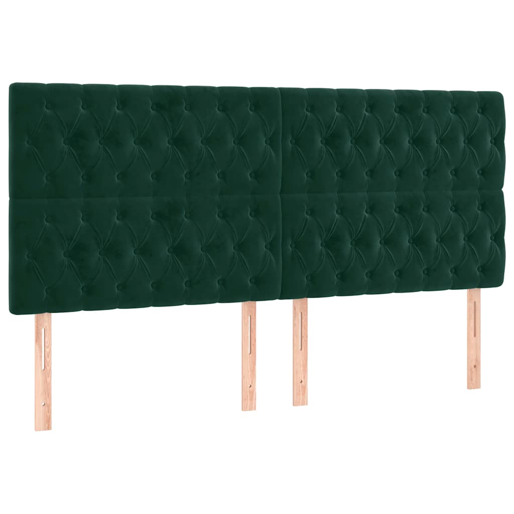 vidaXL Zagłówek do łóżka z LED, ciemnozielony, 200x7x118/128 cm