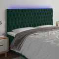 vidaXL Zagłówek do łóżka z LED, ciemnozielony, 200x7x118/128 cm