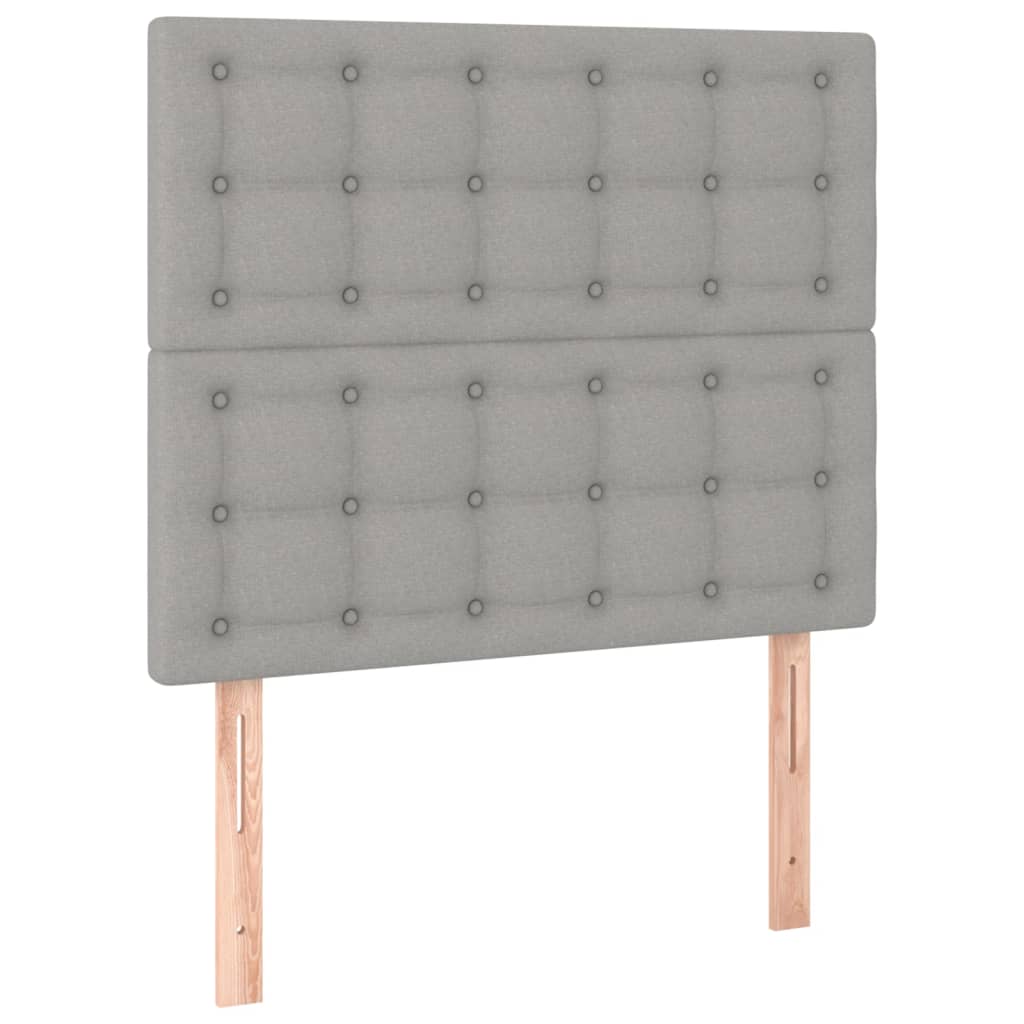 vidaXL Zagłówek do łóżka z LED, jasnoszary, 80x5x118/128 cm, tkanina