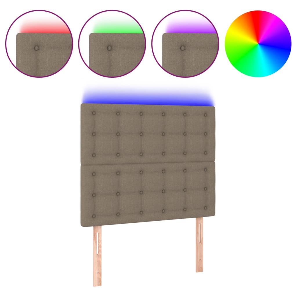 vidaXL Zagłówek do łóżka z LED, taupe, 90x5x118/128 cm, tkanina
