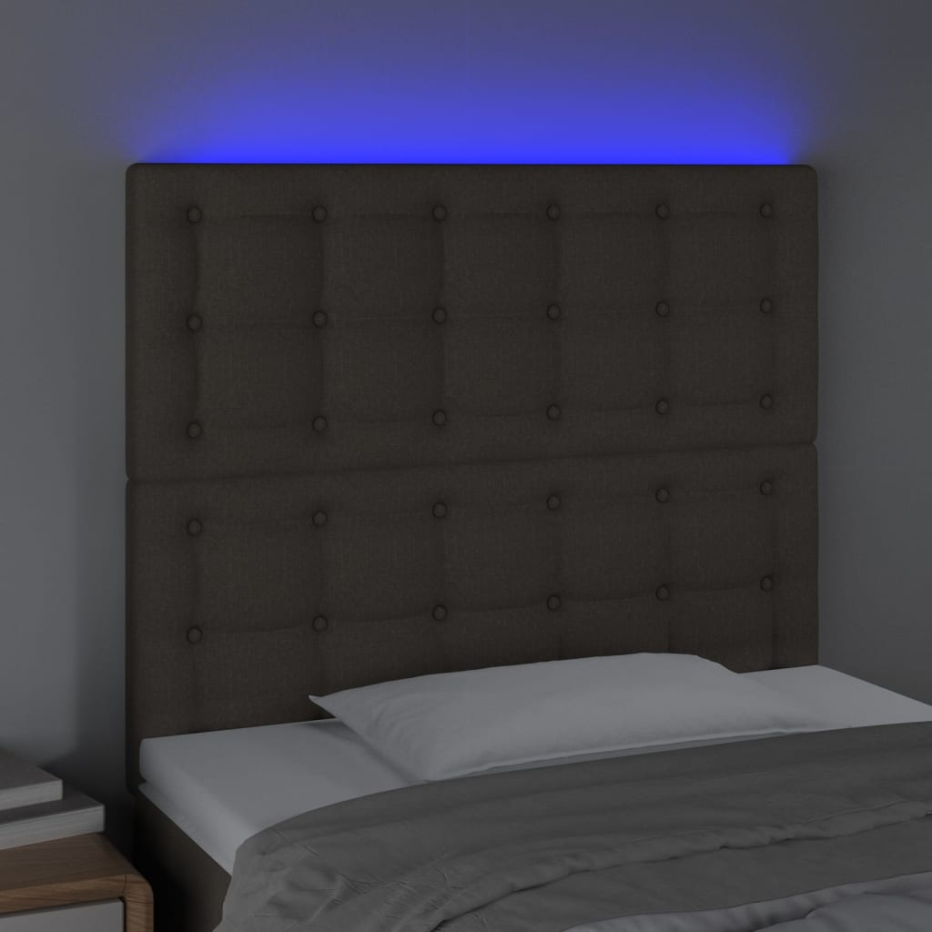 vidaXL Zagłówek do łóżka z LED, taupe, 90x5x118/128 cm, tkanina