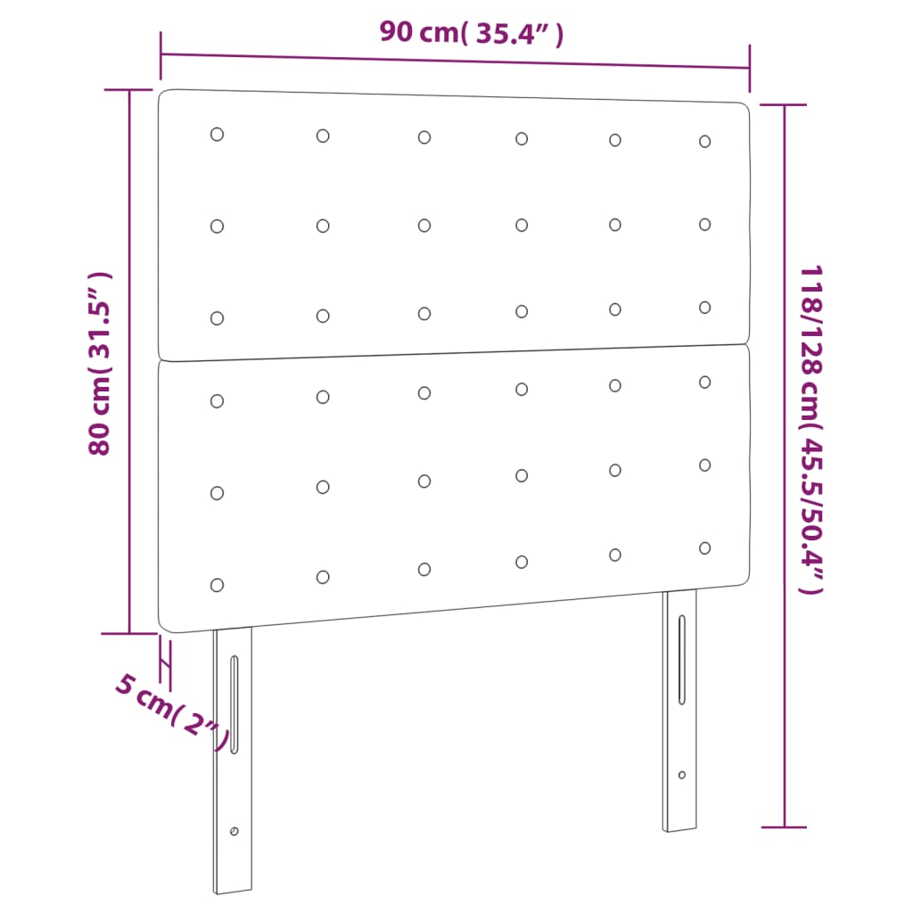 vidaXL Zagłówek do łóżka z LED, taupe, 90x5x118/128 cm, tkanina