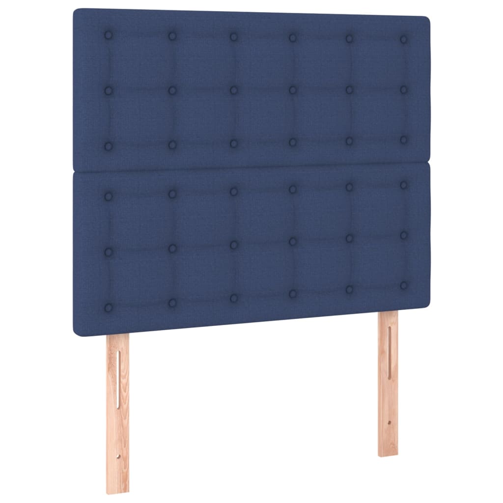 vidaXL Zagłówek do łóżka z LED, niebieski, 90x5x118/128 cm, tkanina