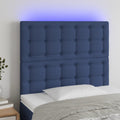 vidaXL Zagłówek do łóżka z LED, niebieski, 90x5x118/128 cm, tkanina
