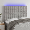 vidaXL Zagłówek do łóżka z LED, jasnoszary, 144x5x118/128 cm, tkanina