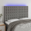 vidaXL Zagłówek do łóżka z LED, ciemnoszary, 144x5x118/128 cm, tkanina