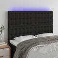 vidaXL Zagłówek do łóżka z LED, czarny, 144x5x118/128 cm, tkanina