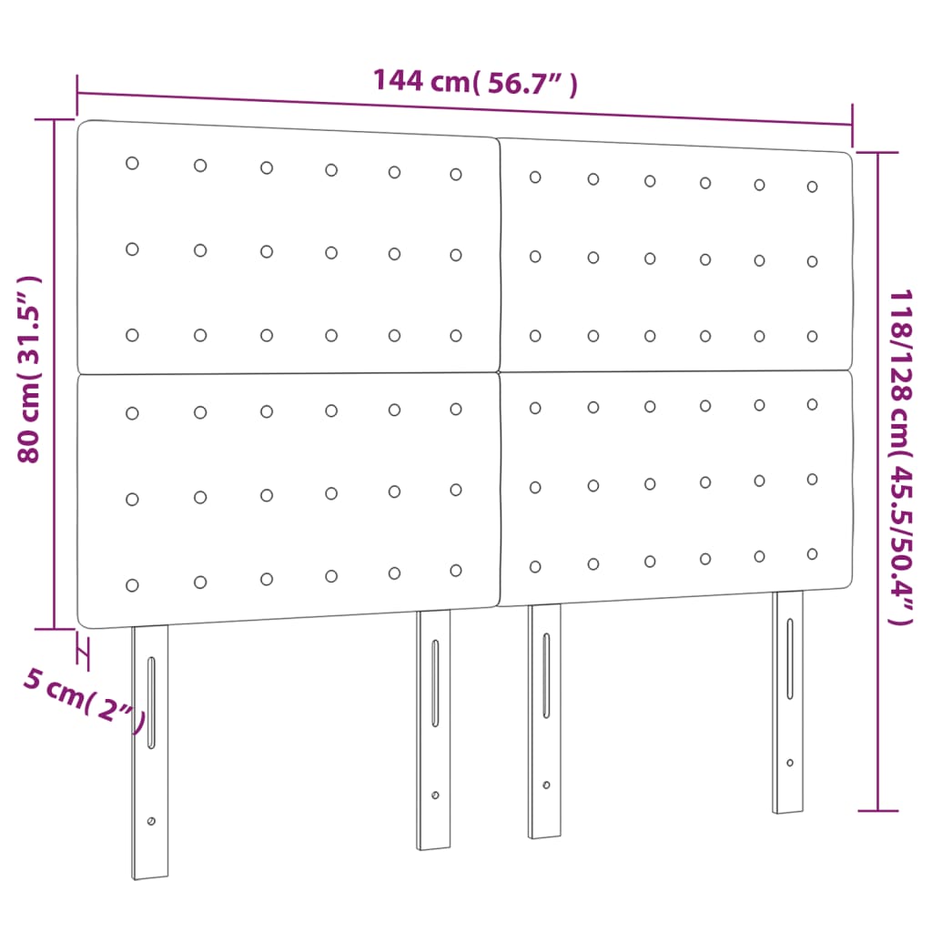 vidaXL Zagłówek do łóżka z LED, niebieski, 144x5x118/128 cm, tkanina