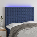vidaXL Zagłówek do łóżka z LED, niebieski, 144x5x118/128 cm, tkanina