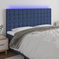 vidaXL Zagłówek do łóżka z LED, niebieski, 160x5x118/128 cm, tkanina