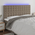 vidaXL Zagłówek do łóżka z LED, taupe, 180x5x118/128 cm, tkanina