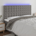 vidaXL Zagłówek do łóżka z LED, ciemnoszary, 200x5x118/128 cm, tkanina