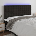 vidaXL Zagłówek do łóżka z LED, czarny, 200x5x118/128 cm, tkanina