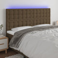 vidaXL Zagłówek do łóżka z LED ciemnobrązowy 200x5x118/128 cm tkanina