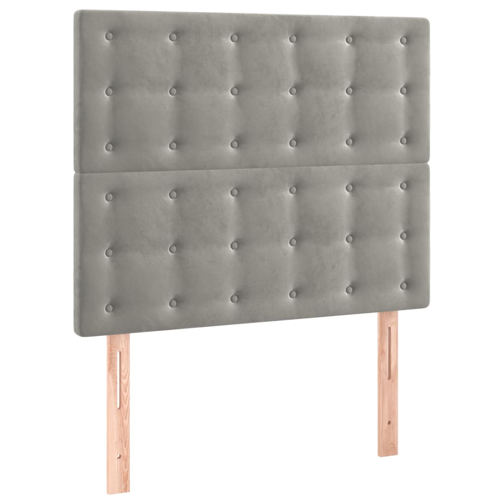 vidaXL Zagłówek do łóżka z LED, jasnoszary, 80x5x118/128 cm, aksamit