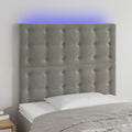 vidaXL Zagłówek do łóżka z LED, jasnoszary, 80x5x118/128 cm, aksamit