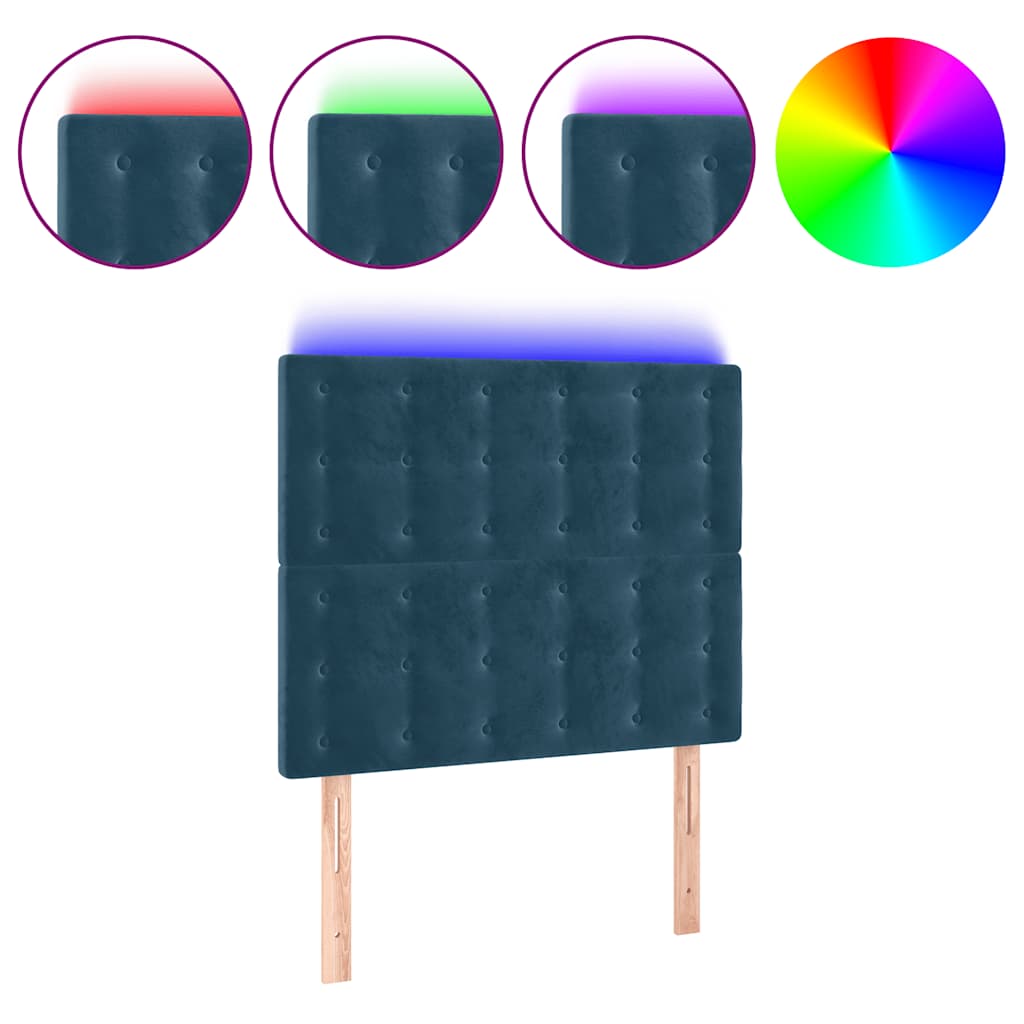 vidaXL Zagłówek do łóżka z LED, ciemnoniebieski, 80x5x118/128 cm