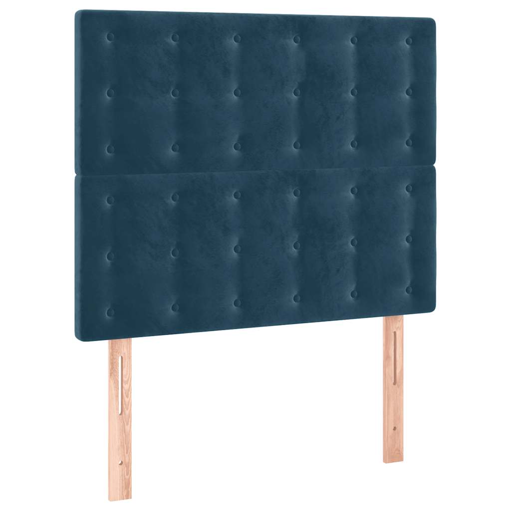 vidaXL Zagłówek do łóżka z LED, ciemnoniebieski, 80x5x118/128 cm