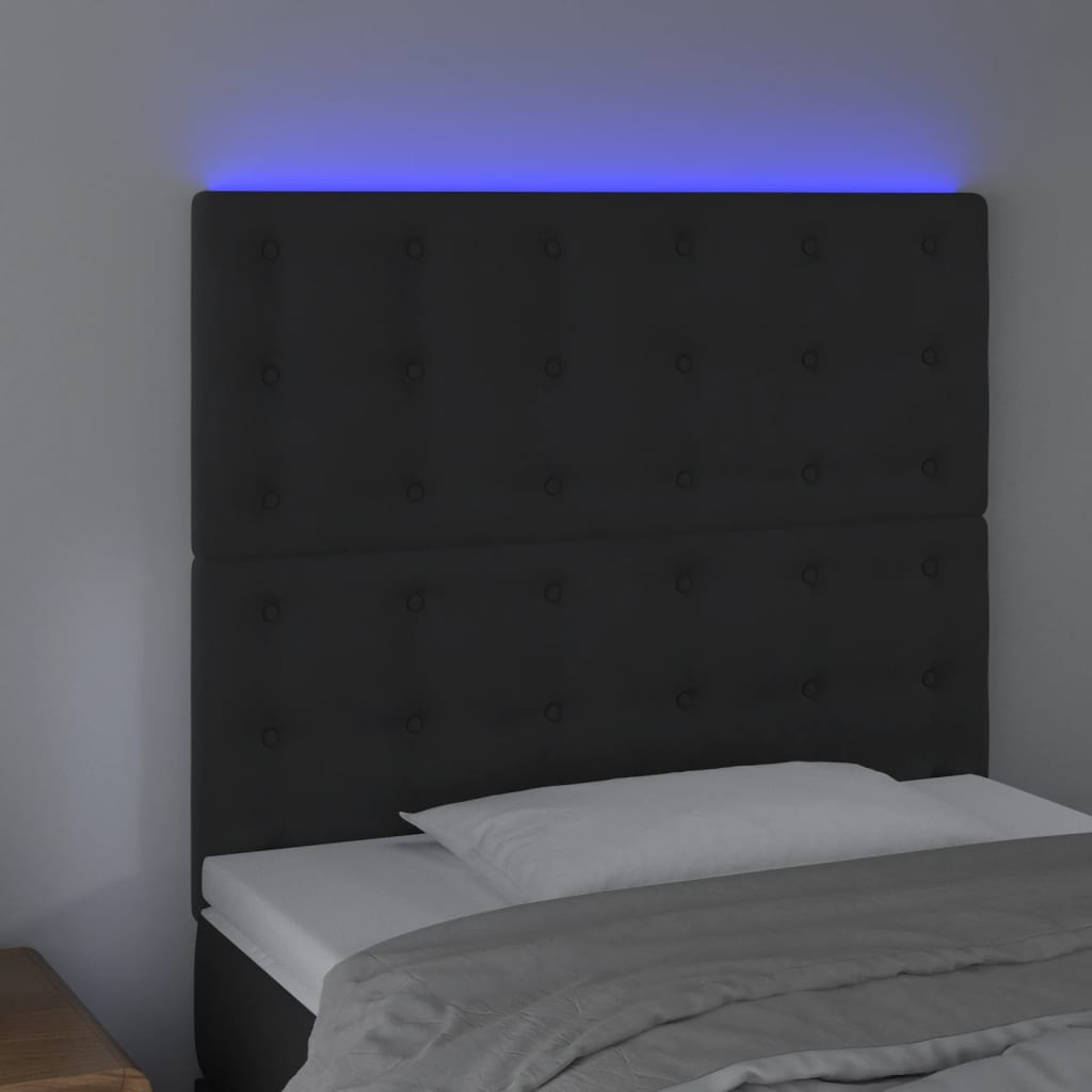vidaXL Zagłówek do łóżka z LED, czarny, 90x5x118/128 cm, aksamit