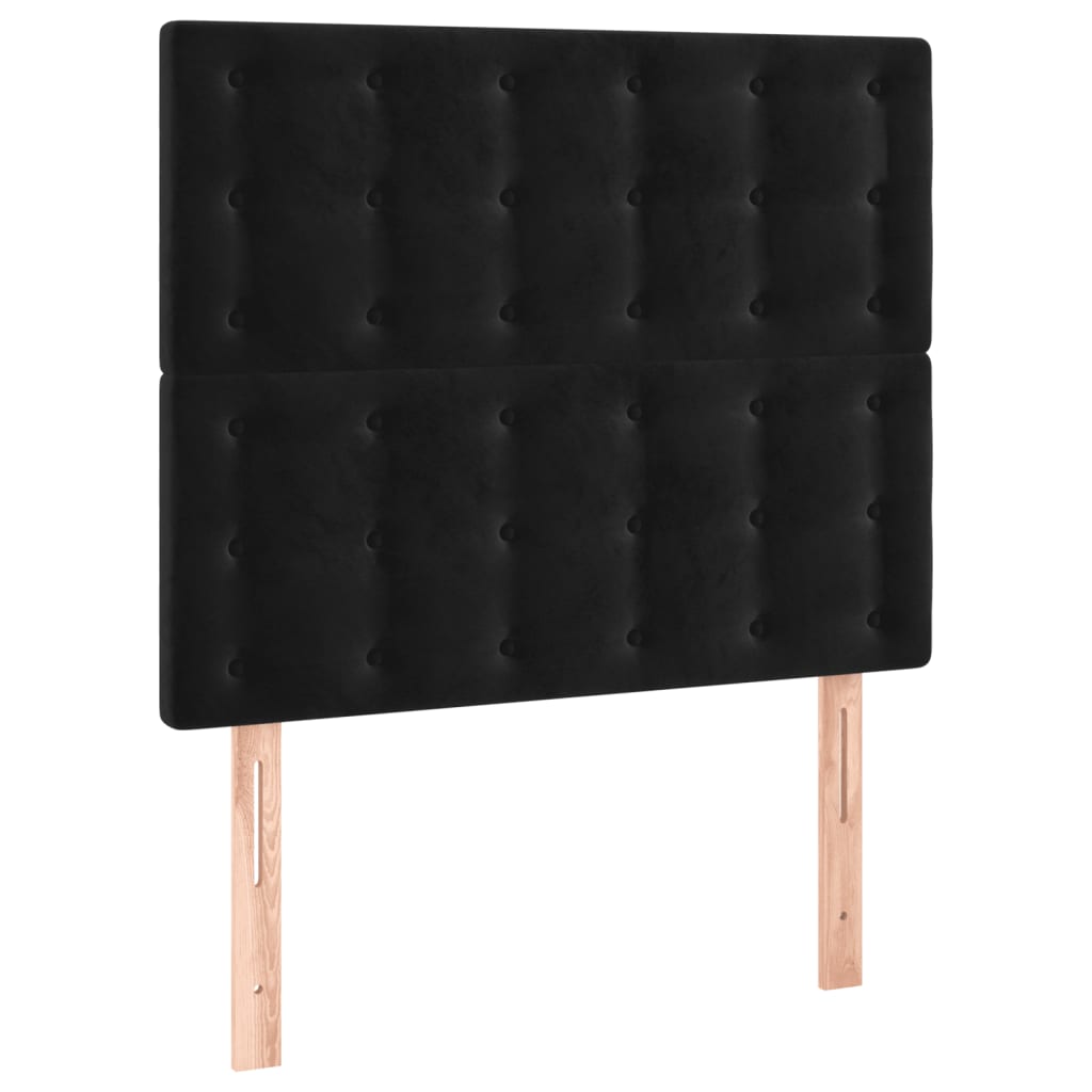 vidaXL Zagłówek do łóżka z LED, czarny, 90x5x118/128 cm, aksamit