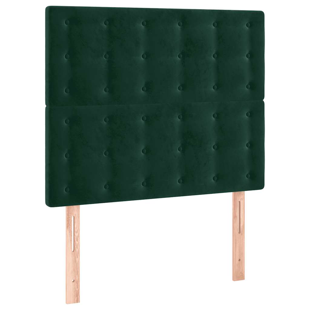 vidaXL Zagłówek do łóżka z LED, ciemnozielony, 90x5x118/128cm, aksamit
