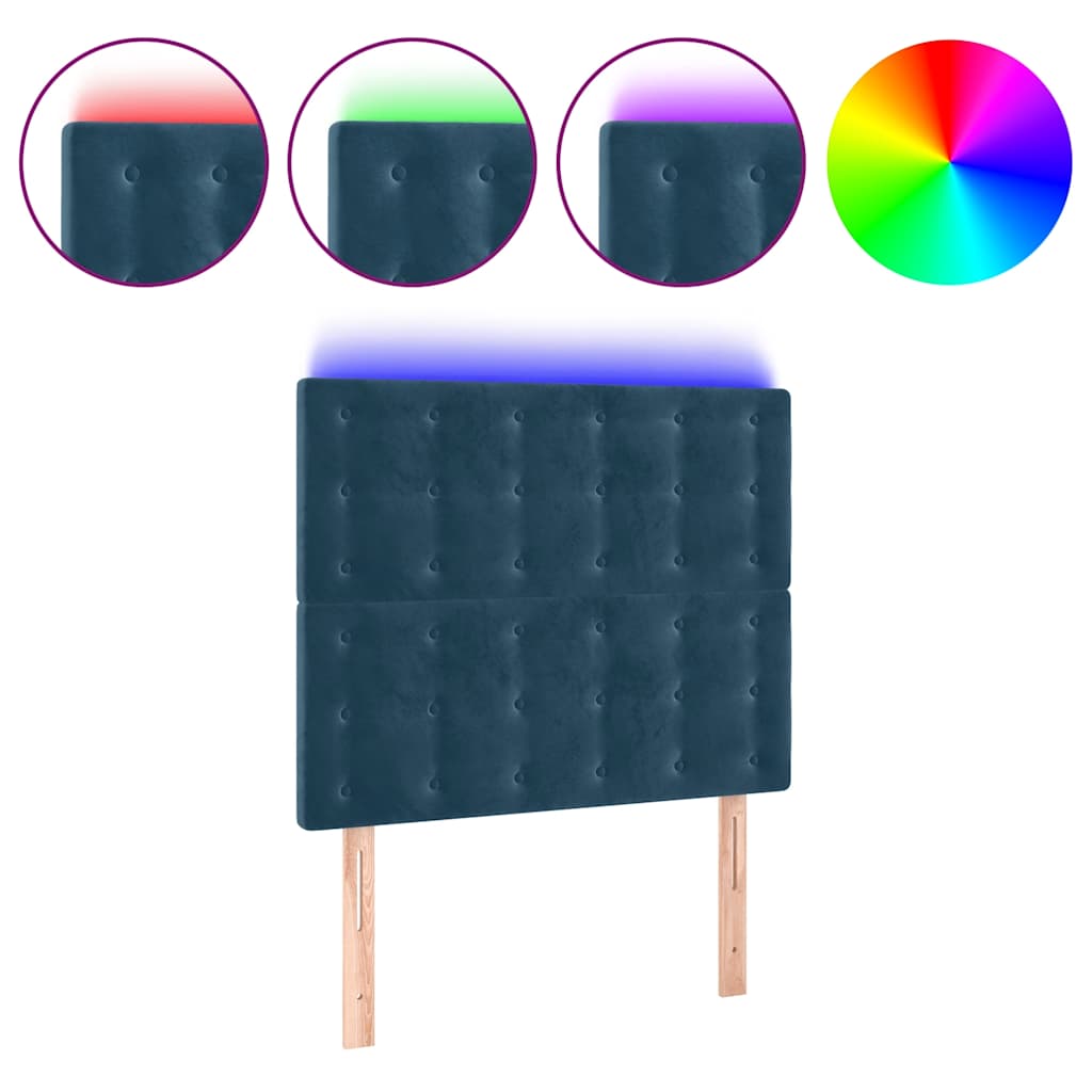 vidaXL Zagłówek do łóżka z LED ciemnoniebieski, 90x5x118/128 cm