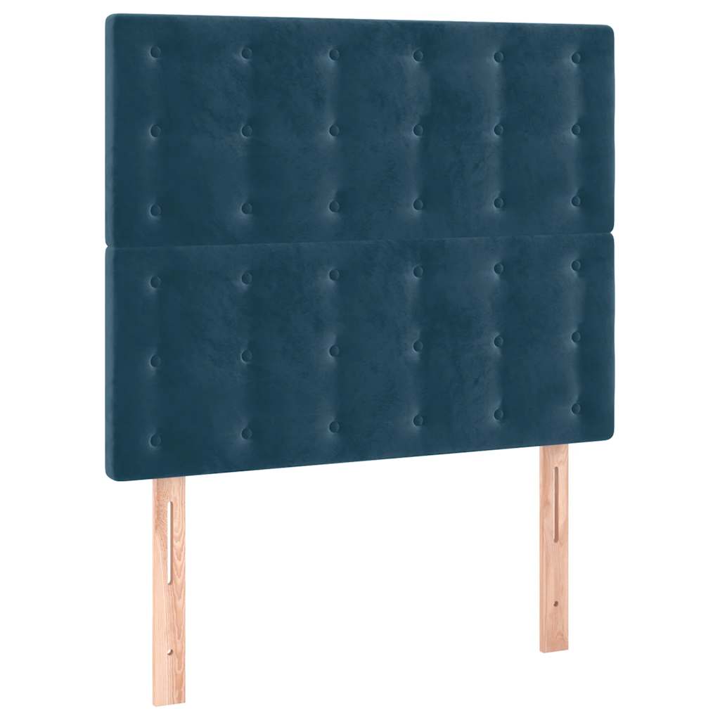 vidaXL Zagłówek do łóżka z LED ciemnoniebieski, 90x5x118/128 cm