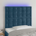 vidaXL Zagłówek do łóżka z LED ciemnoniebieski, 90x5x118/128 cm