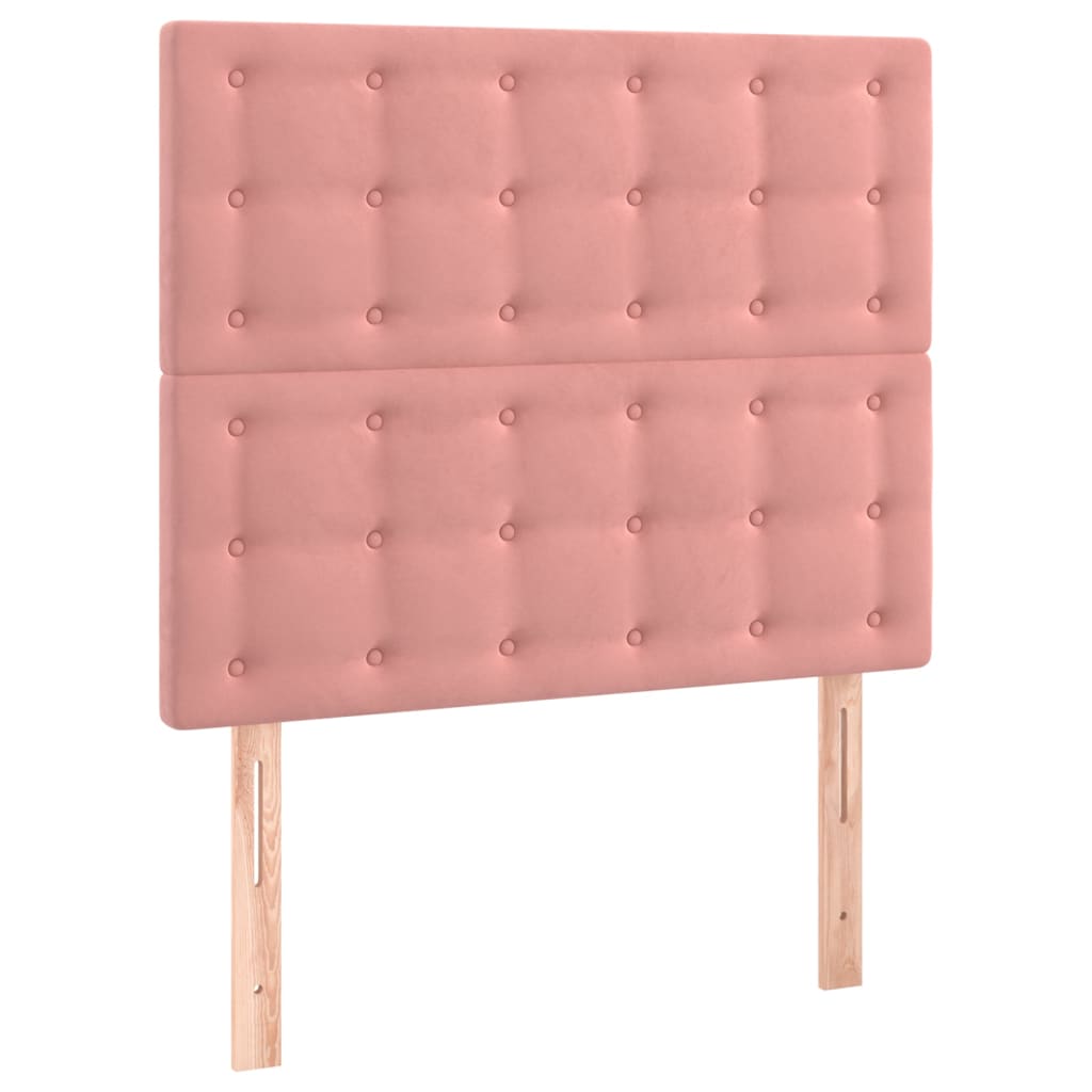 vidaXL Zagłówek do łóżka z LED, różowy, 90x5x118/128 cm, aksamit